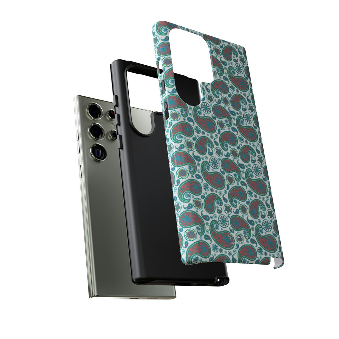 Cute Samsung Phone Case | Aesthetic Samsung Phone Case | Paisley Blue Green | Galaxy S23, S22, S21, S20 | Luxury Double Layer | Cool - Studio40ParkLane