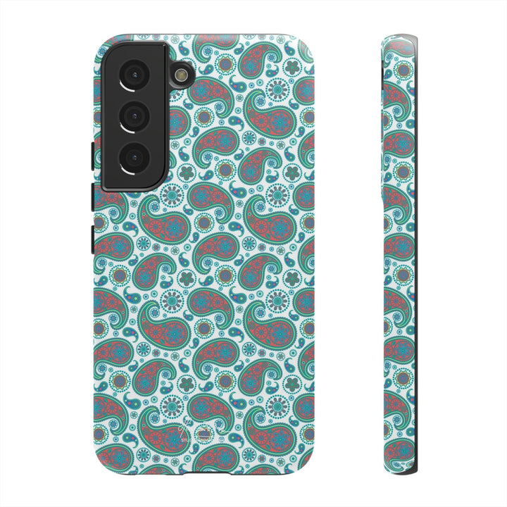 Cute Samsung Phone Case | Aesthetic Samsung Phone Case | Paisley Blue Green | Galaxy S23, S22, S21, S20 | Luxury Double Layer | Cool - Studio40ParkLane