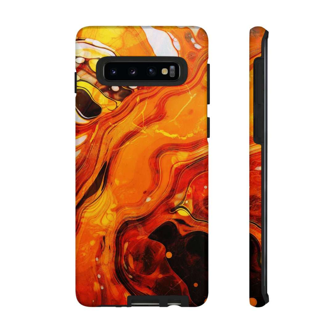 Cute Samsung Phone Cases, Designer Samsung Galaxy S23 Phone Case, Samsung S22 Case, Samsung S21 Case, Samsung S20 Case, Marble Orange Design - Studio40ParkLane