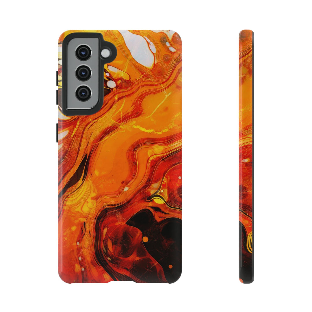 Cute Samsung Phone Cases, Designer Samsung Galaxy S23 Phone Case, Samsung S22 Case, Samsung S21 Case, Samsung S20 Case, Marble Orange Design - Studio40ParkLane