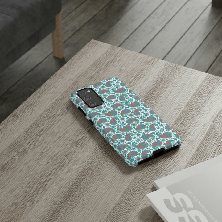 Cute Samsung Phone Case | Aesthetic Samsung Phone Case | Paisley Blue Green | Galaxy S23, S22, S21, S20 | Luxury Double Layer | Cool - Studio40ParkLane