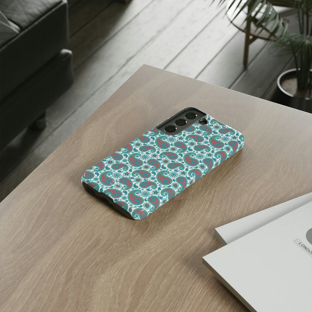 Cute Samsung Phone Case | Aesthetic Samsung Phone Case | Paisley Blue Green | Galaxy S23, S22, S21, S20 | Luxury Double Layer | Cool - Studio40ParkLane