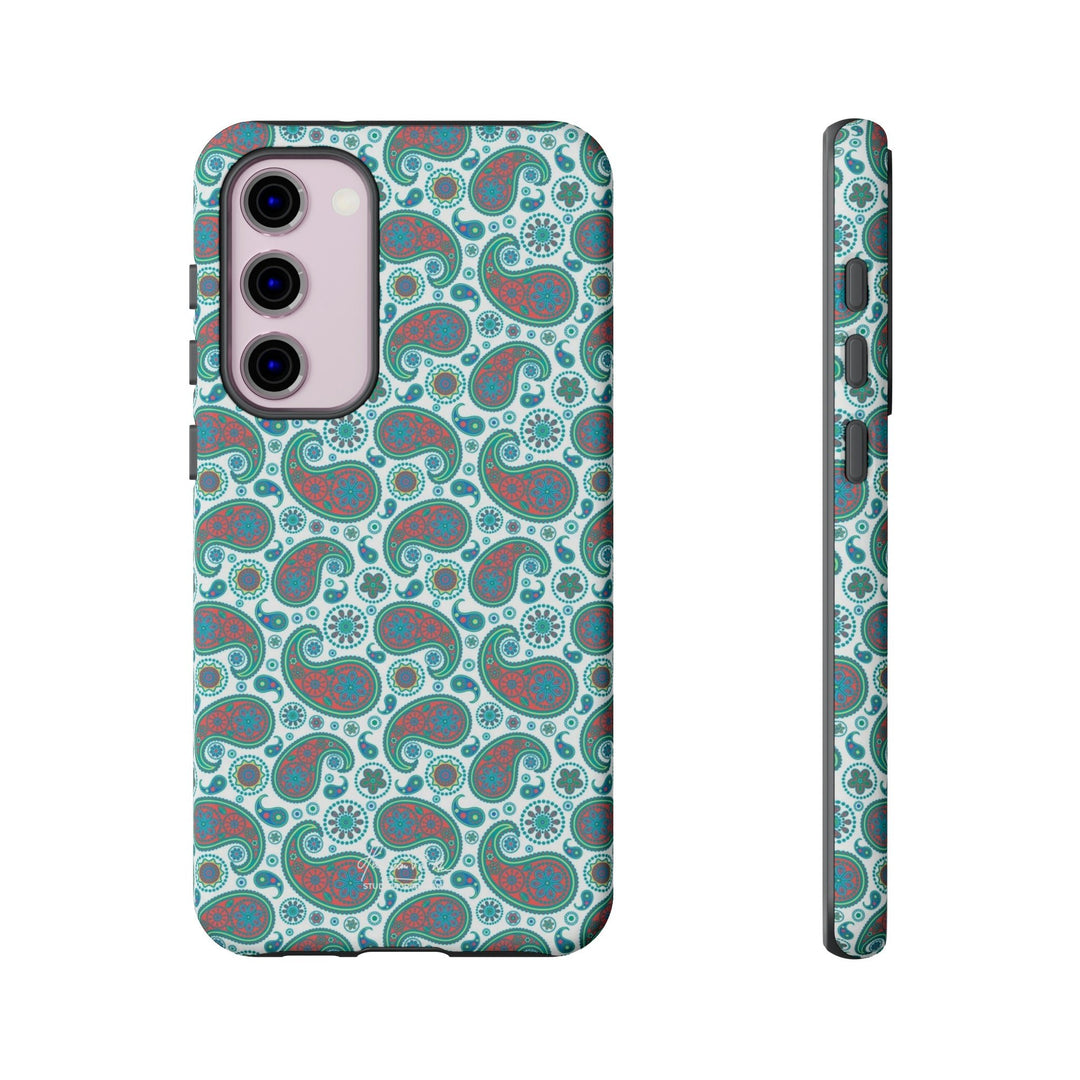 Cute Samsung Phone Case | Aesthetic Samsung Phone Case | Paisley Blue Green | Galaxy S23, S22, S21, S20 | Luxury Double Layer | Cool - Studio40ParkLane