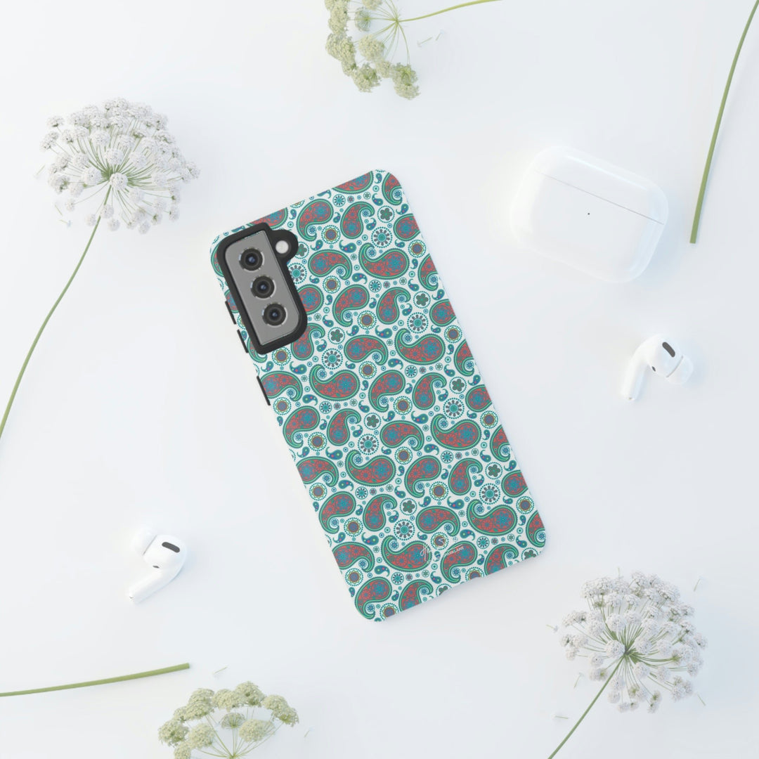 Cute Samsung Phone Case | Aesthetic Samsung Phone Case | Paisley Blue Green | Galaxy S23, S22, S21, S20 | Luxury Double Layer | Cool - Studio40ParkLane