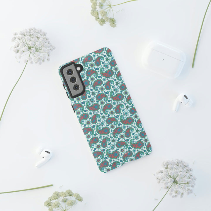 Cute Samsung Phone Case | Aesthetic Samsung Phone Case | Paisley Blue Green | Galaxy S23, S22, S21, S20 | Luxury Double Layer | Cool - Studio40ParkLane