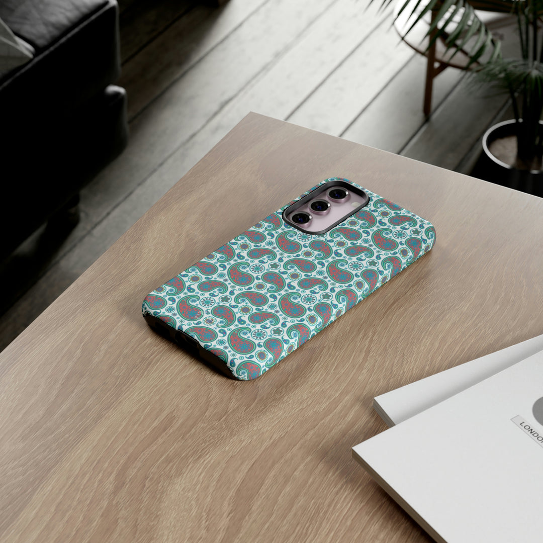 Cute Samsung Phone Case | Aesthetic Samsung Phone Case | Paisley Blue Green | Galaxy S23, S22, S21, S20 | Luxury Double Layer | Cool - Studio40ParkLane