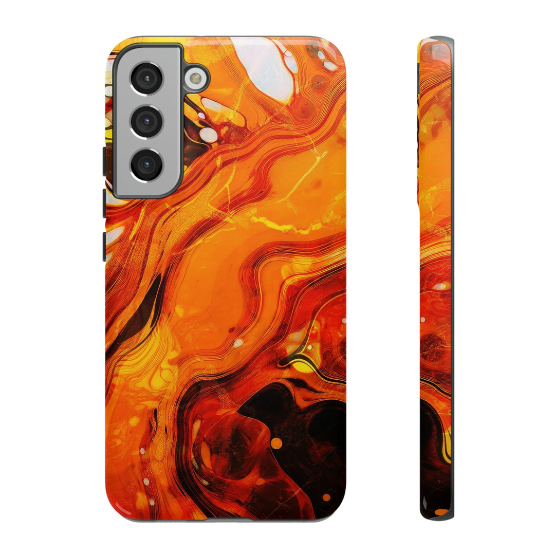 Cute Samsung Phone Cases, Designer Samsung Galaxy S23 Phone Case, Samsung S22 Case, Samsung S21 Case, Samsung S20 Case, Marble Orange Design - Studio40ParkLane