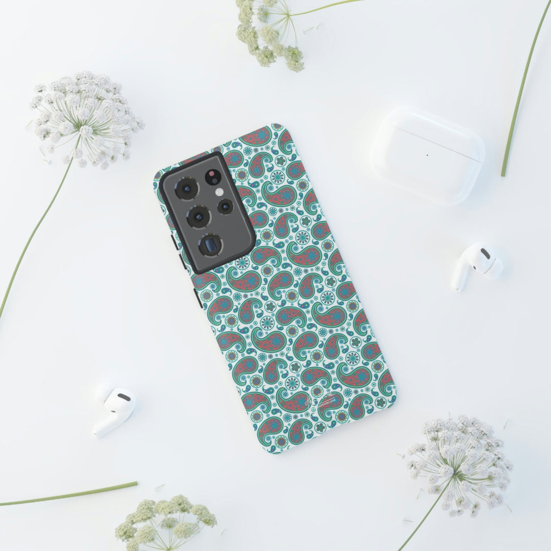 Cute Samsung Phone Case | Aesthetic Samsung Phone Case | Paisley Blue Green | Galaxy S23, S22, S21, S20 | Luxury Double Layer | Cool - Studio40ParkLane