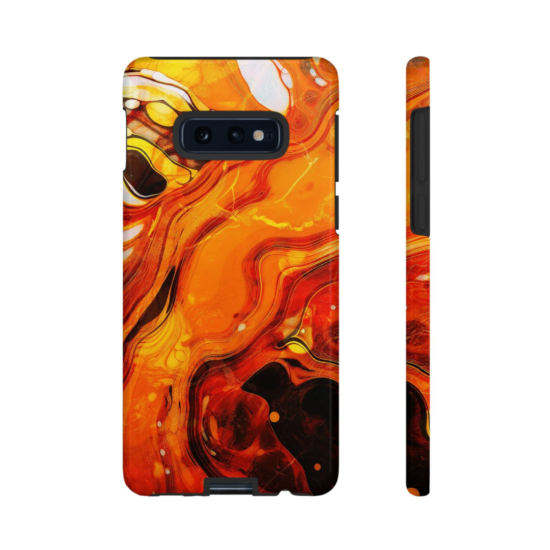 Cute Samsung Phone Cases, Designer Samsung Galaxy S23 Phone Case, Samsung S22 Case, Samsung S21 Case, Samsung S20 Case, Marble Orange Design - Studio40ParkLane