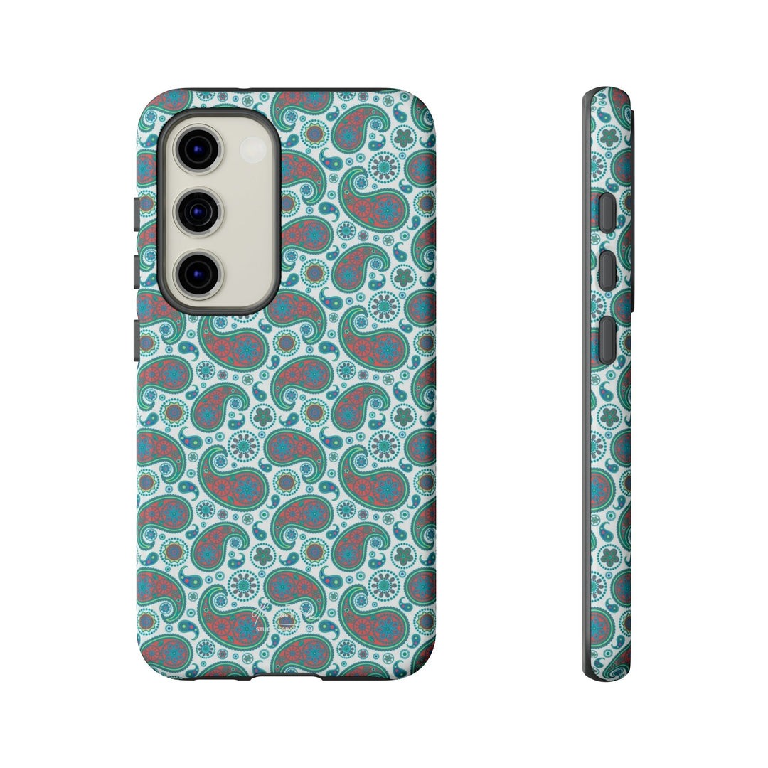 Cute Samsung Phone Case | Aesthetic Samsung Phone Case | Paisley Blue Green | Galaxy S23, S22, S21, S20 | Luxury Double Layer | Cool - Studio40ParkLane