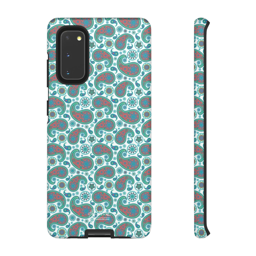 Cute Samsung Phone Case | Aesthetic Samsung Phone Case | Paisley Blue Green | Galaxy S23, S22, S21, S20 | Luxury Double Layer | Cool - Studio40ParkLane
