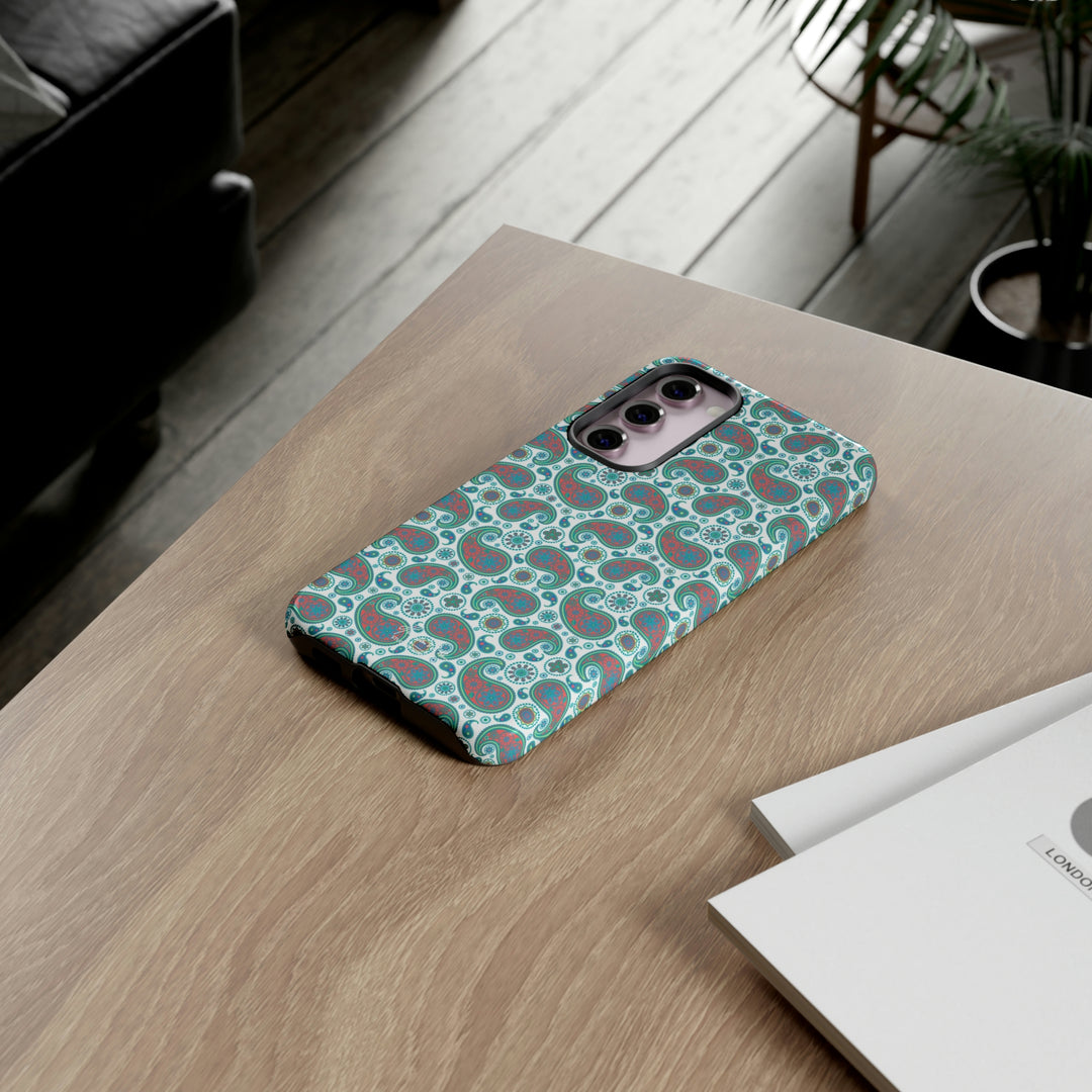 Cute Samsung Phone Case | Aesthetic Samsung Phone Case | Paisley Blue Green | Galaxy S23, S22, S21, S20 | Luxury Double Layer | Cool - Studio40ParkLane