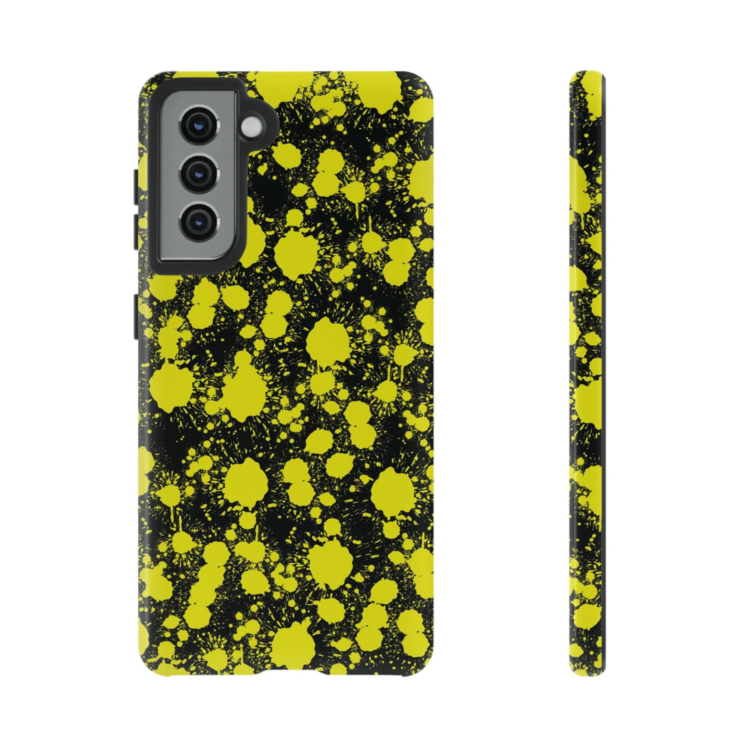 Cute Samsung Phone Case | Aesthetic Samsung Phone Case | Paint Splash Yellow Black | Galaxy S23, S22, S21, S20 | Luxury Double Layer | Cool - Studio40ParkLane