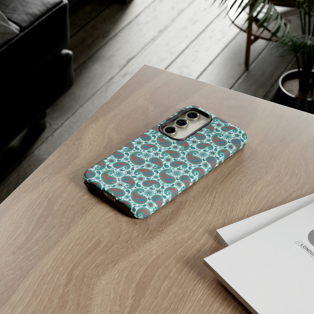 Cute Samsung Phone Case | Aesthetic Samsung Phone Case | Paisley Blue Green | Galaxy S23, S22, S21, S20 | Luxury Double Layer | Cool - Studio40ParkLane