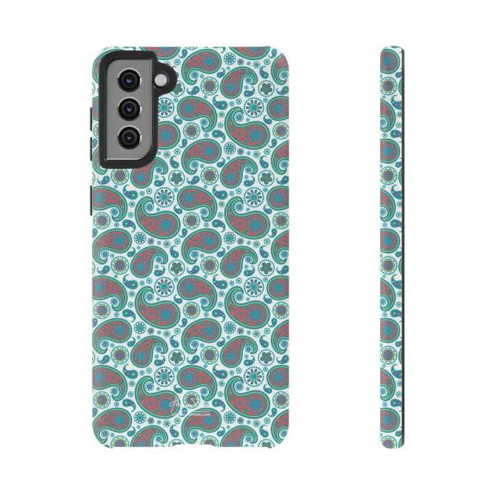 Cute Samsung Phone Case | Aesthetic Samsung Phone Case | Paisley Blue Green | Galaxy S23, S22, S21, S20 | Luxury Double Layer | Cool - Studio40ParkLane