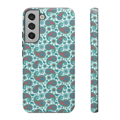 Cute Samsung Phone Case | Aesthetic Samsung Phone Case | Paisley Blue Green | Galaxy S23, S22, S21, S20 | Luxury Double Layer | Cool - Studio40ParkLane