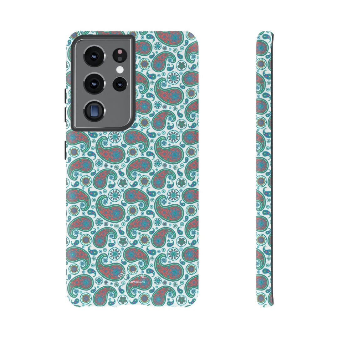 Cute Samsung Phone Case | Aesthetic Samsung Phone Case | Paisley Blue Green | Galaxy S23, S22, S21, S20 | Luxury Double Layer | Cool - Studio40ParkLane