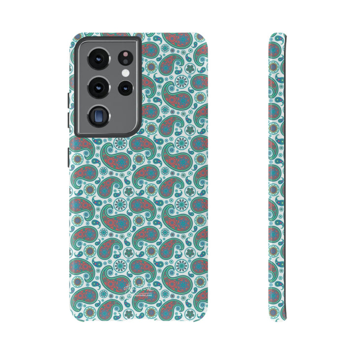 Cute Samsung Phone Case | Aesthetic Samsung Phone Case | Paisley Blue Green | Galaxy S23, S22, S21, S20 | Luxury Double Layer | Cool - Studio40ParkLane