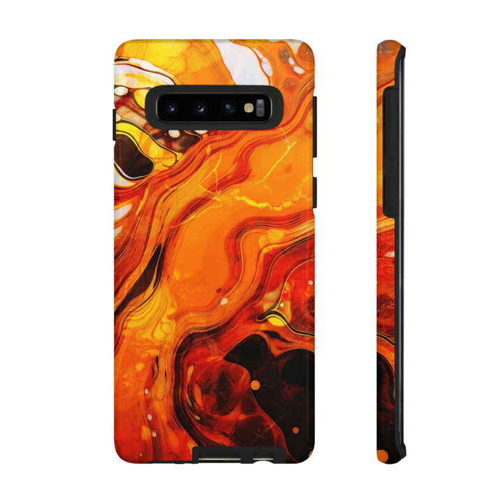 Cute Samsung Phone Cases, Designer Samsung Galaxy S23 Phone Case, Samsung S22 Case, Samsung S21 Case, Samsung S20 Case, Marble Orange Design - Studio40ParkLane