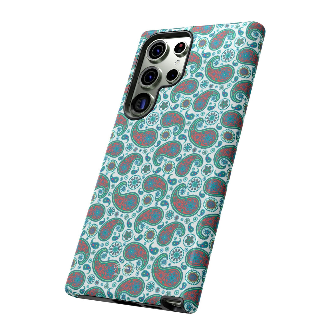 Cute Samsung Phone Case | Aesthetic Samsung Phone Case | Paisley Blue Green | Galaxy S23, S22, S21, S20 | Luxury Double Layer | Cool - Studio40ParkLane