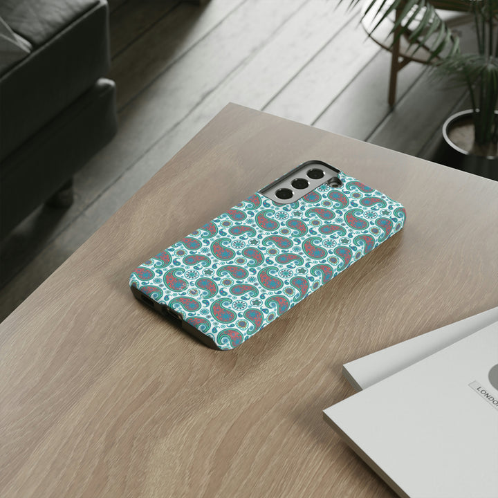 Cute Samsung Phone Case | Aesthetic Samsung Phone Case | Paisley Blue Green | Galaxy S23, S22, S21, S20 | Luxury Double Layer | Cool - Studio40ParkLane