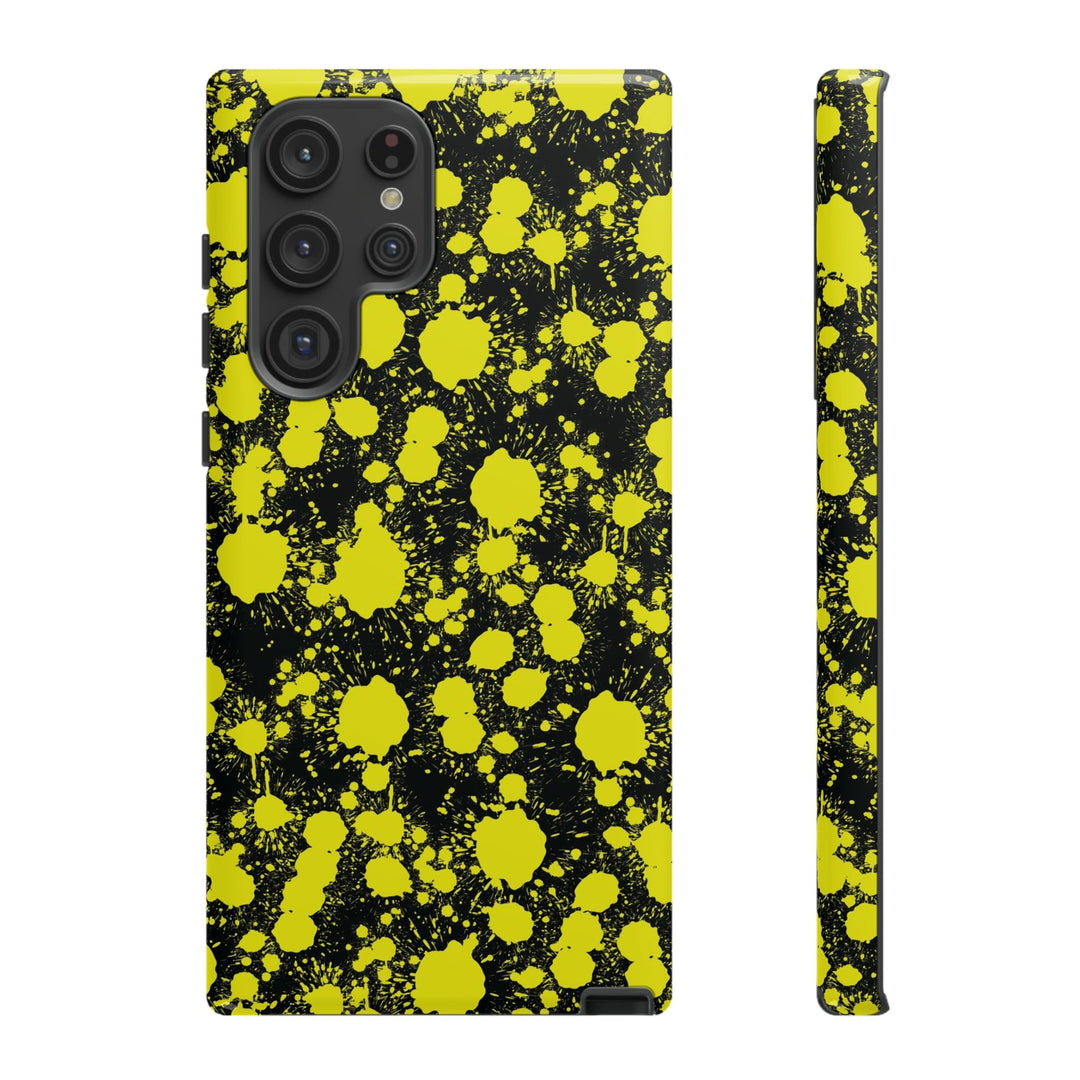 Cute Samsung Phone Case | Aesthetic Samsung Phone Case | Paint Splash Yellow Black | Galaxy S23, S22, S21, S20 | Luxury Double Layer | Cool - Studio40ParkLane