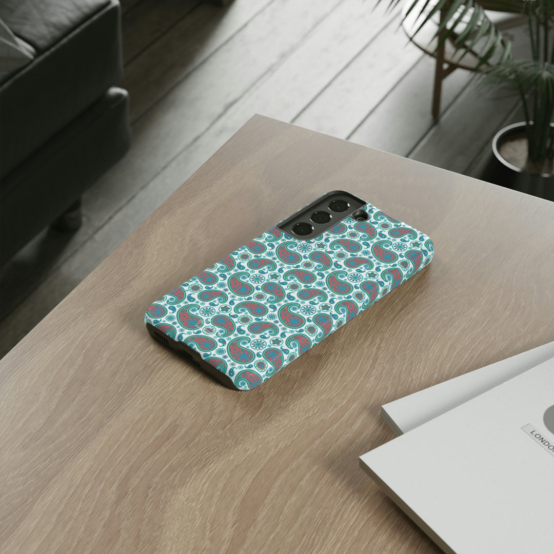 Cute Samsung Phone Case | Aesthetic Samsung Phone Case | Paisley Blue Green | Galaxy S23, S22, S21, S20 | Luxury Double Layer | Cool - Studio40ParkLane