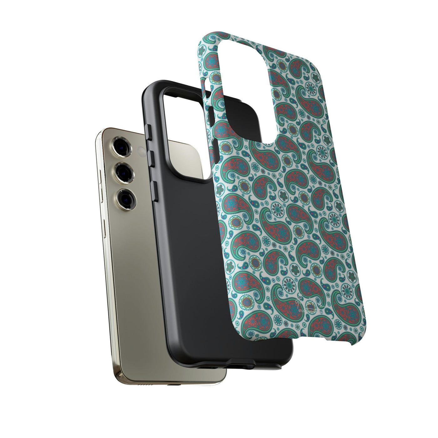 Cute Samsung Phone Case | Aesthetic Samsung Phone Case | Paisley Blue Green | Galaxy S23, S22, S21, S20 | Luxury Double Layer | Cool - Studio40ParkLane