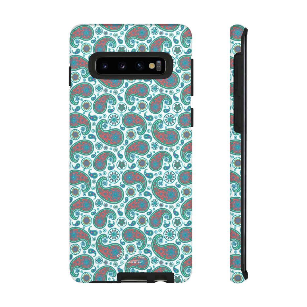 Cute Samsung Phone Case | Aesthetic Samsung Phone Case | Paisley Blue Green | Galaxy S23, S22, S21, S20 | Luxury Double Layer | Cool - Studio40ParkLane