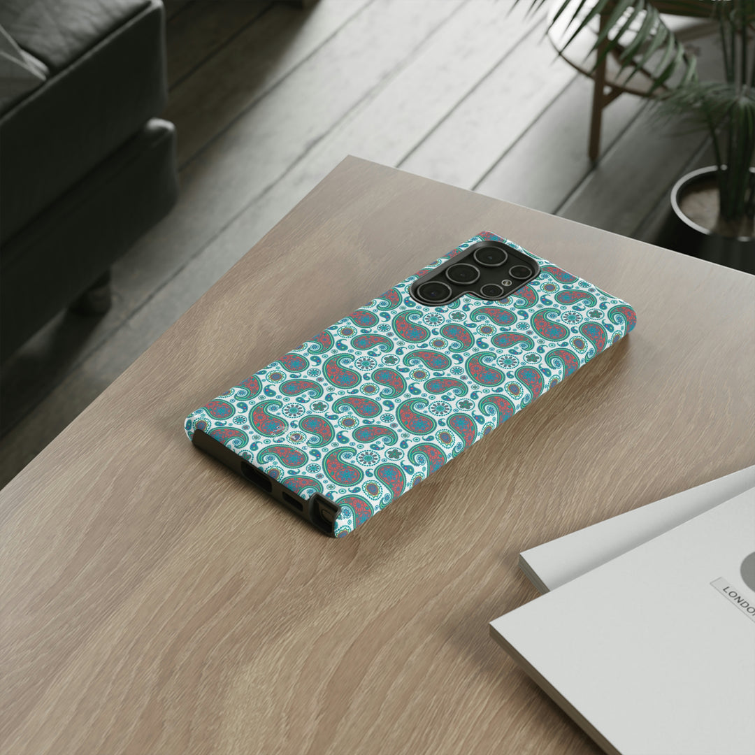 Cute Samsung Phone Case | Aesthetic Samsung Phone Case | Paisley Blue Green | Galaxy S23, S22, S21, S20 | Luxury Double Layer | Cool - Studio40ParkLane