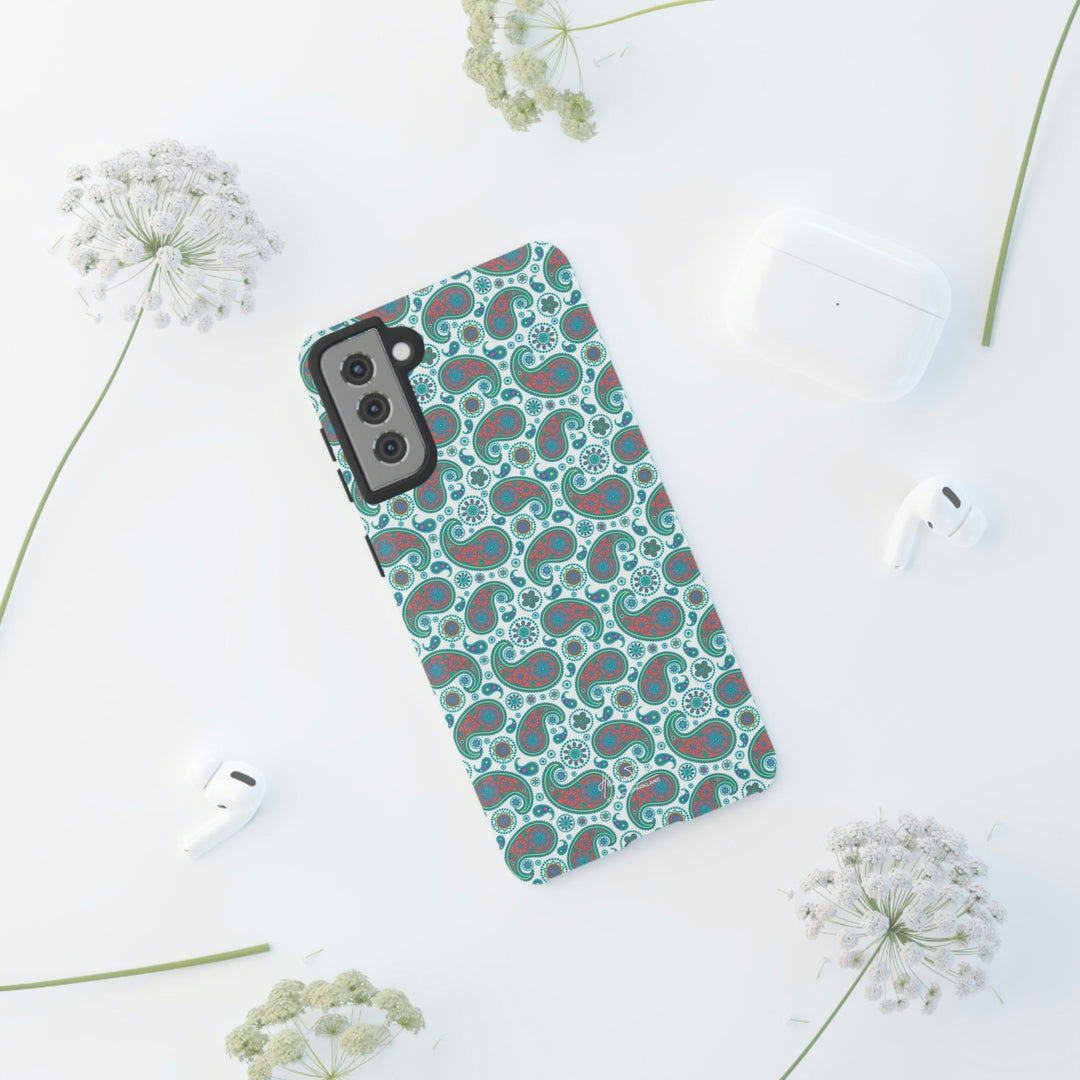 Cute Samsung Phone Case | Aesthetic Samsung Phone Case | Paisley Blue Green | Galaxy S23, S22, S21, S20 | Luxury Double Layer | Cool - Studio40ParkLane
