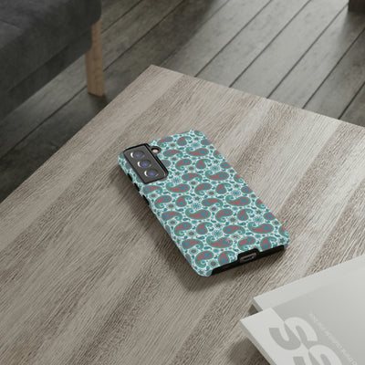 Cute Samsung Phone Case | Aesthetic Samsung Phone Case | Paisley Blue Green | Galaxy S23, S22, S21, S20 | Luxury Double Layer | Cool