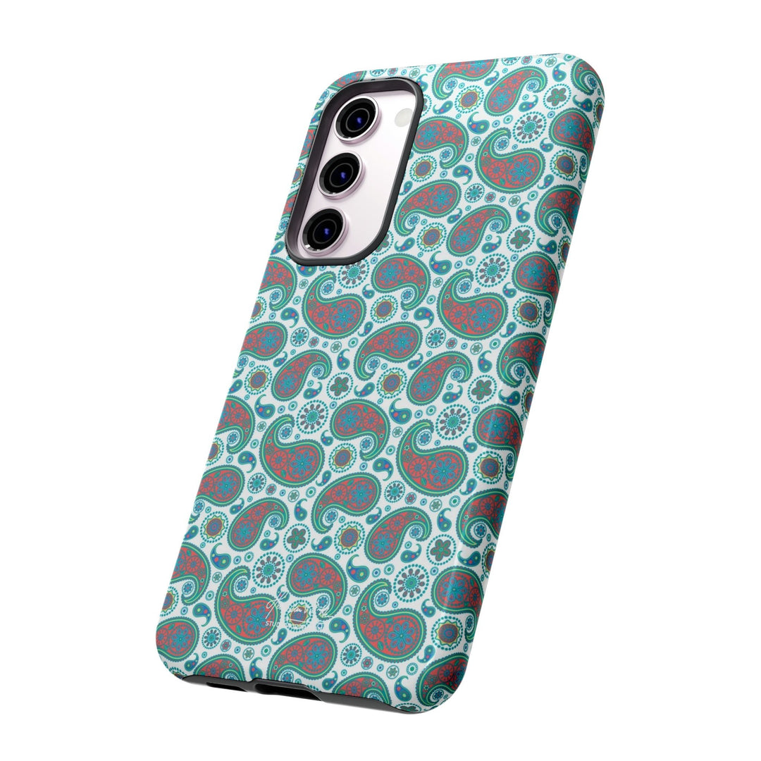 Cute Samsung Phone Case | Aesthetic Samsung Phone Case | Paisley Blue Green | Galaxy S23, S22, S21, S20 | Luxury Double Layer | Cool - Studio40ParkLane