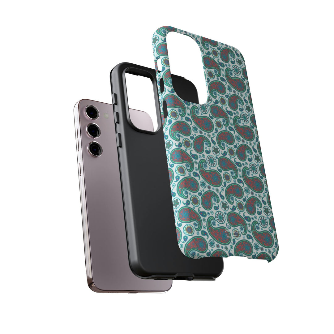 Cute Samsung Phone Case | Aesthetic Samsung Phone Case | Paisley Blue Green | Galaxy S23, S22, S21, S20 | Luxury Double Layer | Cool - Studio40ParkLane