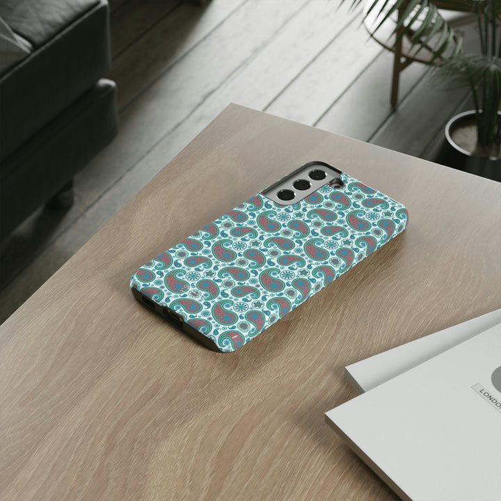 Cute Samsung Phone Case | Aesthetic Samsung Phone Case | Paisley Blue Green | Galaxy S23, S22, S21, S20 | Luxury Double Layer | Cool - Studio40ParkLane