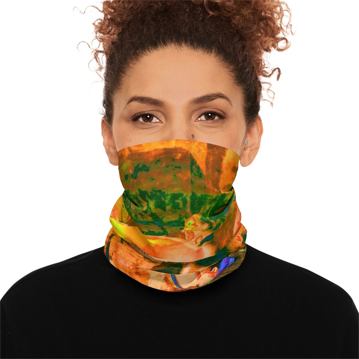 Fashionable Neck Gaiter For Women Girls Men - Multi-Purpose UPF 50+ UV+ Full Face Mask Buff Balaclava Orange Green - Studio40ParkLane