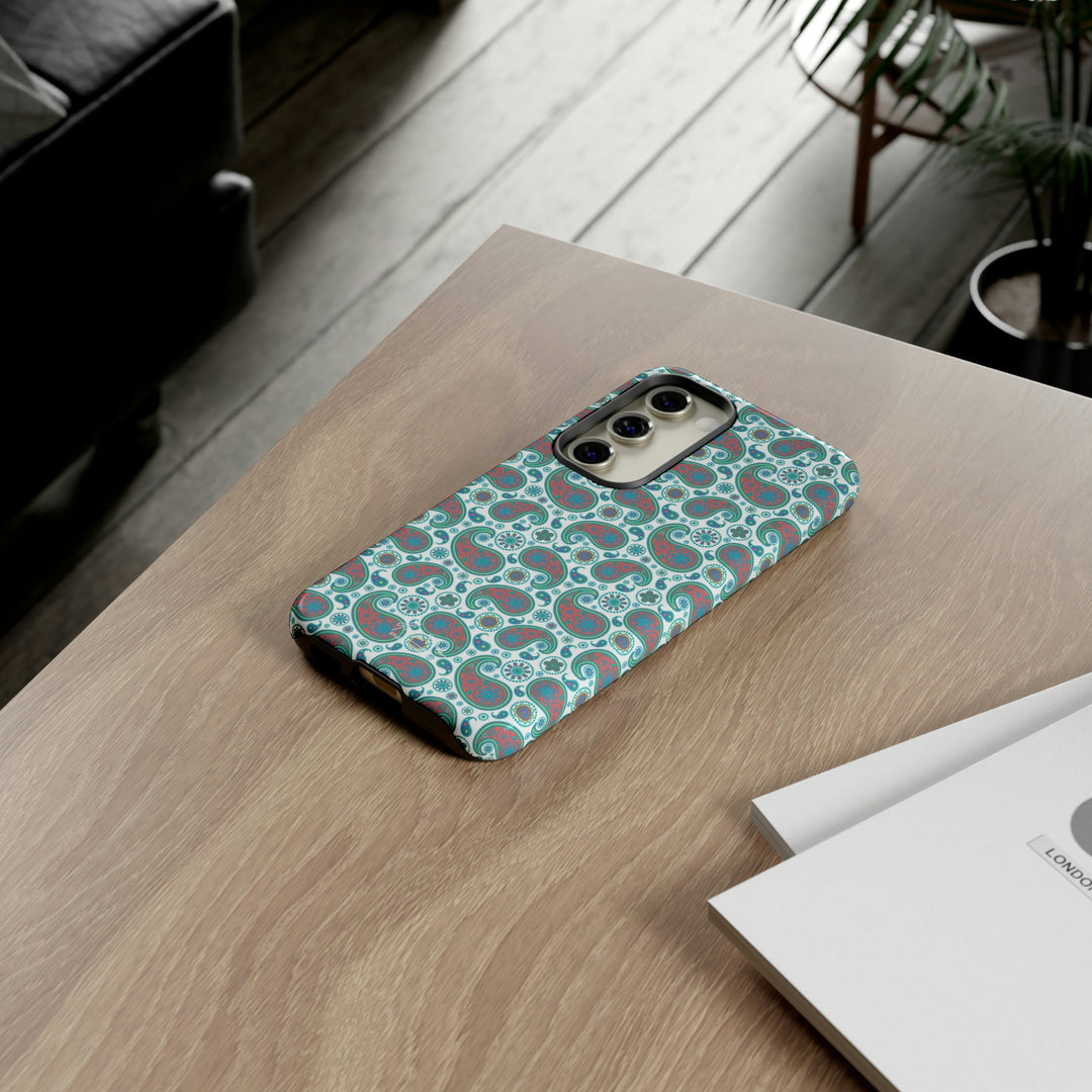 Cute Samsung Phone Case | Aesthetic Samsung Phone Case | Paisley Blue Green | Galaxy S23, S22, S21, S20 | Luxury Double Layer | Cool - Studio40ParkLane
