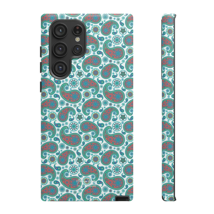 Cute Samsung Phone Case | Aesthetic Samsung Phone Case | Paisley Blue Green | Galaxy S23, S22, S21, S20 | Luxury Double Layer | Cool - Studio40ParkLane