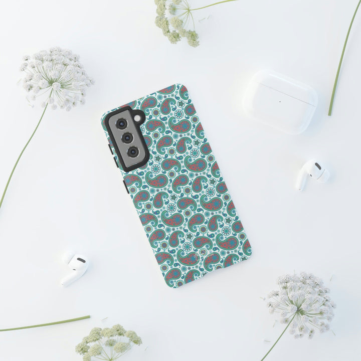 Cute Samsung Phone Case | Aesthetic Samsung Phone Case | Paisley Blue Green | Galaxy S23, S22, S21, S20 | Luxury Double Layer | Cool - Studio40ParkLane