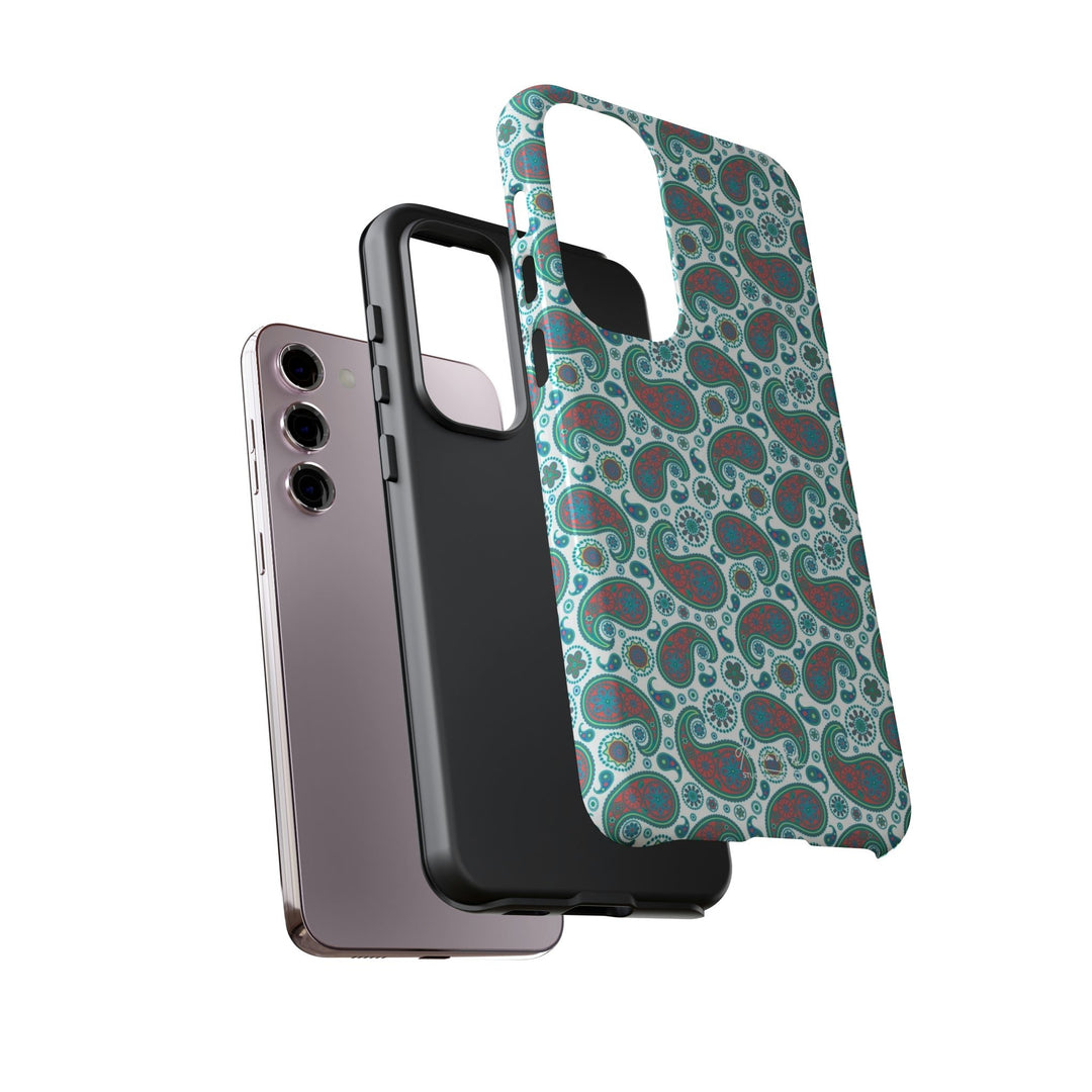 Cute Samsung Phone Case | Aesthetic Samsung Phone Case | Paisley Blue Green | Galaxy S23, S22, S21, S20 | Luxury Double Layer | Cool - Studio40ParkLane